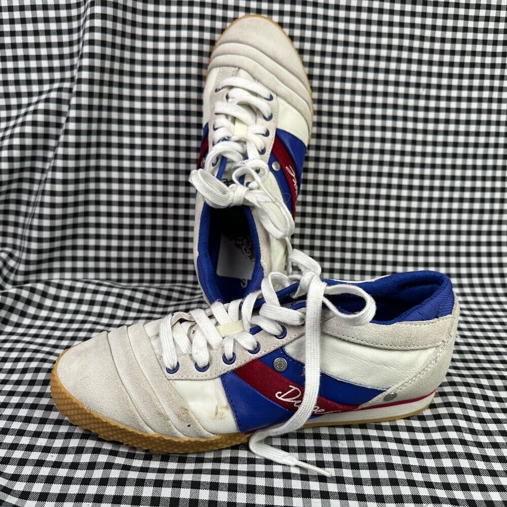 Diesel Live Rush Designer Slim Red White Blue Sneaker Shoe Women's Size 6.5